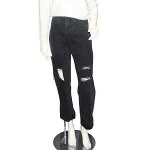 SHEIN Black Distressed Straight Leg Jeans Size XXS